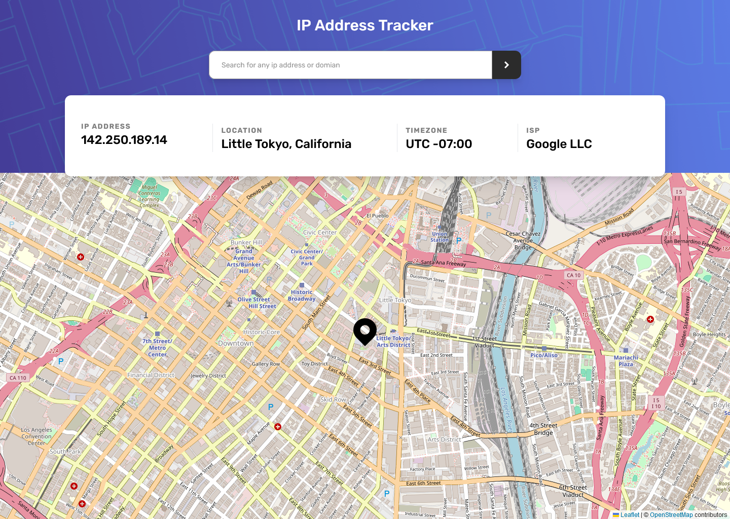 ip-address-tracker screenshot