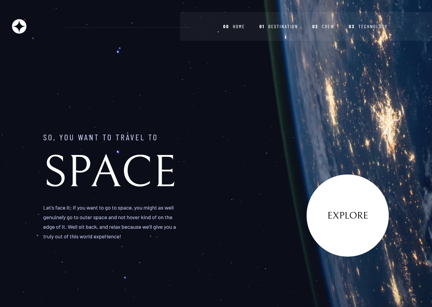 space-tourism-site screenshot